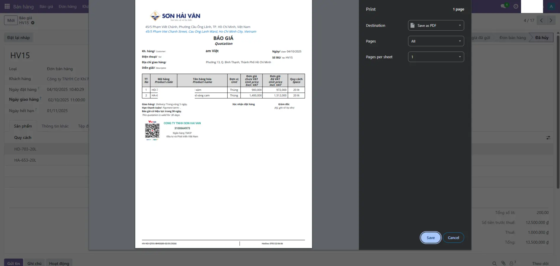 Chế độ xuất PDF và cho phép xem trước nội dung bản in